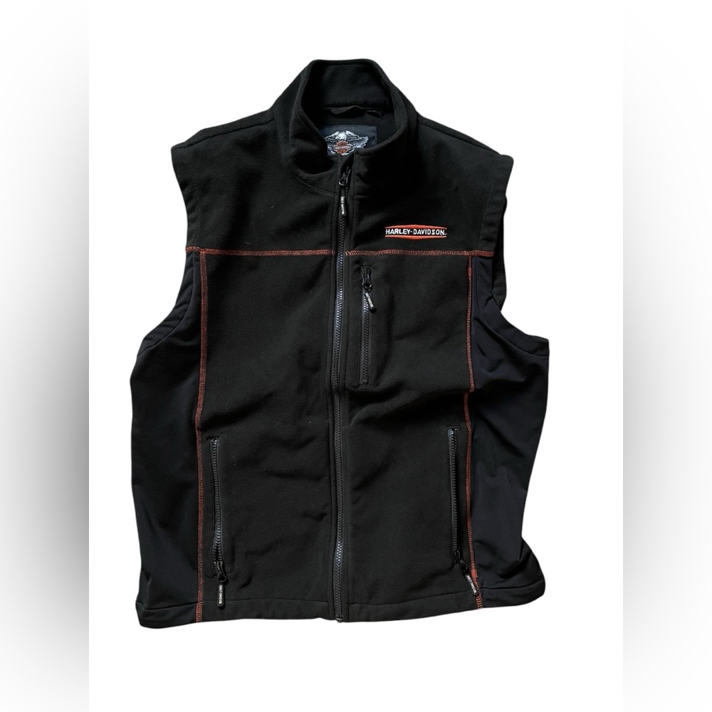 Harley Davidson Fleece Vest Men's M Full Zip 22.5" Chest Motorcycle NO SZ TAG✅
